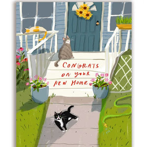 Congrats on the New Home Cat Greeting Card by Jamie Shelman