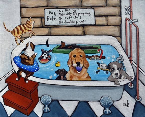 Nine Dogs and a Cat Blank Greeting Card by David Hinds