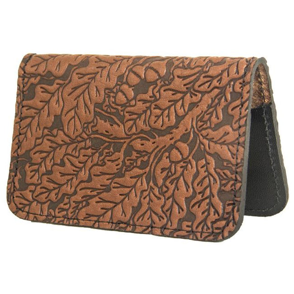 Oak Leaves Leather Card Holder by Oberon Design