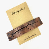 Bronze and Black Oak Leaf Leather Hair Barrette by Platypus Max