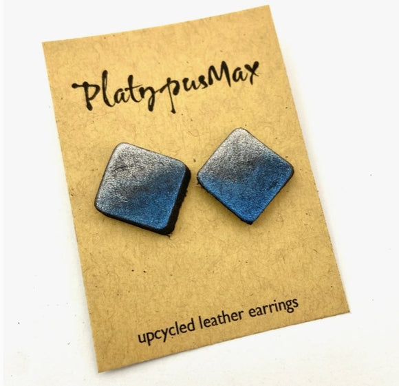 Blue Silver Ombré Stud Earrings by Platypus Max