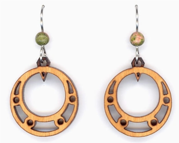 Natural Harmony Open Center Lasercut Wood Earrings by Woodcutts