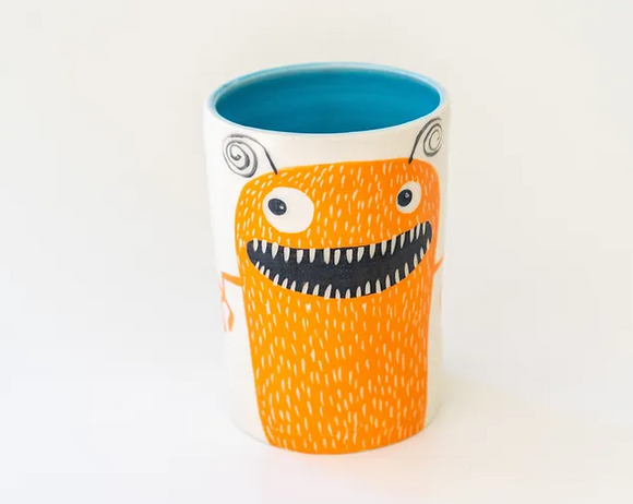 Small Orange Monster Cup by Tim McMahon