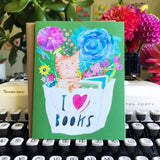 Orange Tabby Cat in Book Bag Greeting Card by Honeyberry Studios