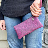 Paisley Leather Wristlet by Oberon Design