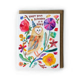Barn Owl Birthday Greeting Card by Honeyberry Studios