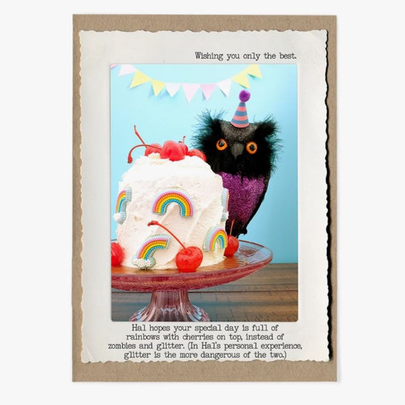 Owl Cake Birthday Greeting Card by Jamie Redmond