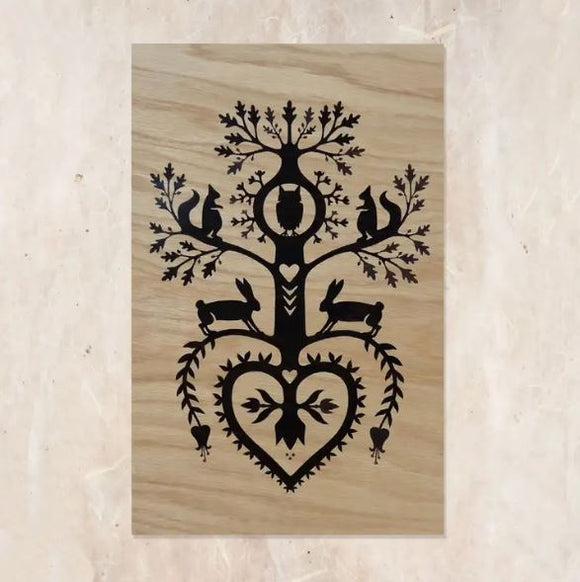 Owl Hollow Wood Print by Little Gold Fox Designs