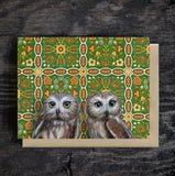 Saw Whet Owls Blank Greeting Card by Emily Uchytil