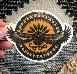 Owl and Snake Sticker by Angie Pickman