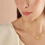 Paige Heart Medium Gold Filigree Necklace by Olmox Fine Filigree Jewelry