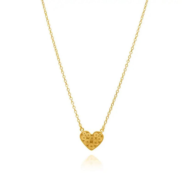 Paige Heart Medium Gold Filigree Necklace by Olmox Fine Filigree Jewelry