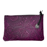 Paisley Leather Zipper Pouch by Oberon Design