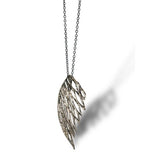 Warm Palm Single Wing Long Pendant Necklace by Merzatta Jewelry
