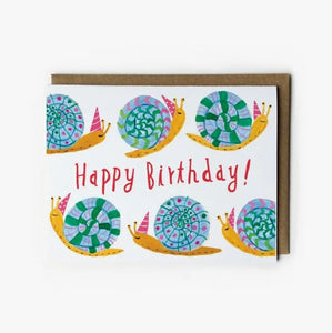 Party Snail Birthday Greeting Card by Honeyberry Studios