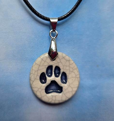 Paw Print Ceramic Necklace by Mary DeCaprio
