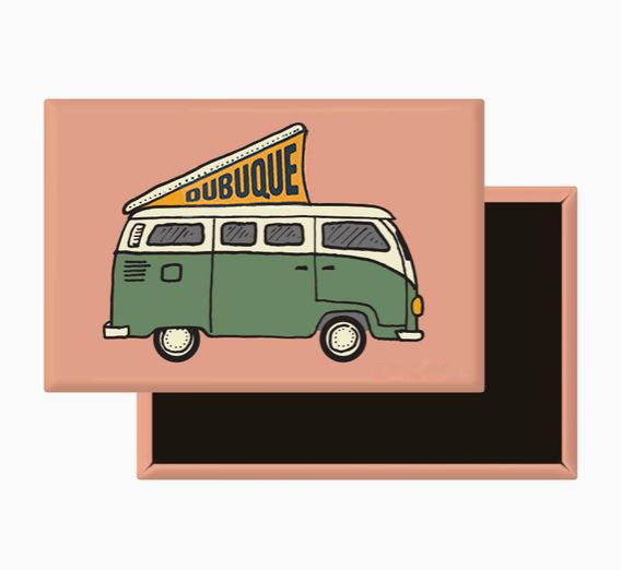 Dubuque VW Camper Rectangle Magnet by Acme Local