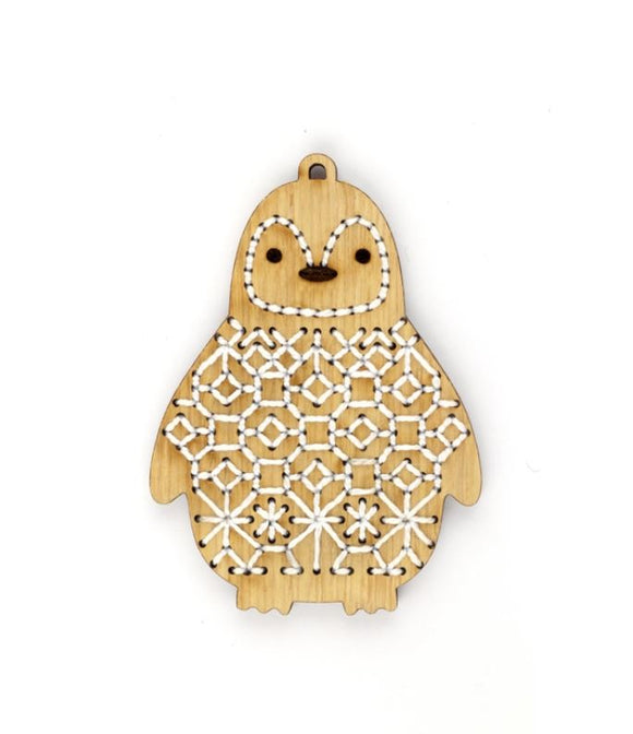 Penguin Stitched Ornament Kit by Kiriki Press