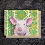 Pig Blank Greeting Card by Emily Uchytil