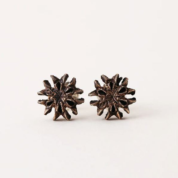 Warm Pinecone Snowflake Post Earrings by Merzatta Jewelry