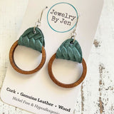 Wood Hoop Earrings: Pine Green Braided by Jewelry By Jen