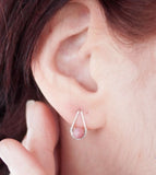 Teardrop Wire and Stone Earrings with Pink Rhodonite Beads - Small by Brianna Kenyon