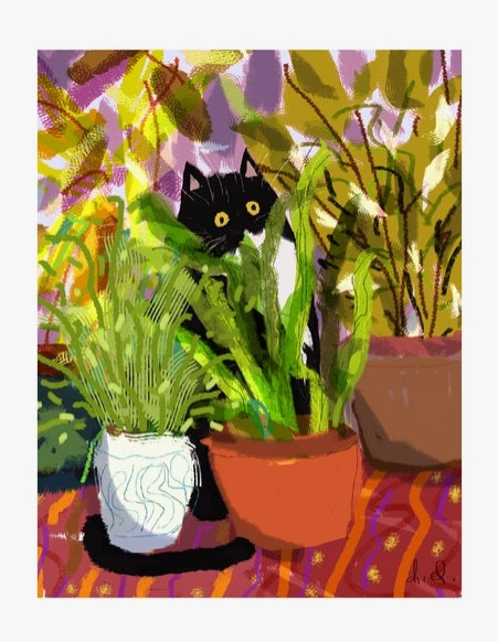 Plant Baby Cat Print by Jamie Shelman