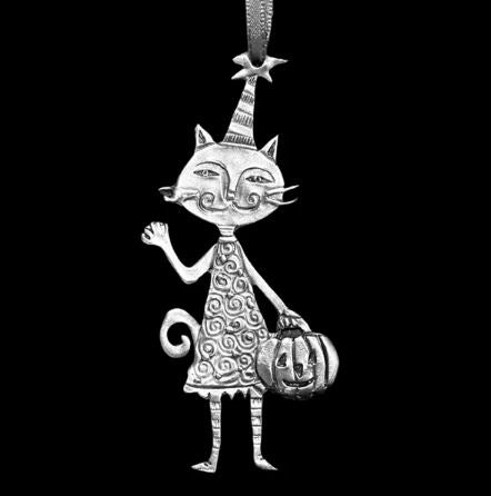 Trick or Treat Cat Ornament by Leandra Drumm Designs
