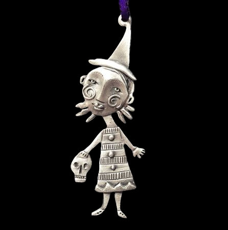 Little Skull Witch Ornament by Leandra Drumm Designs