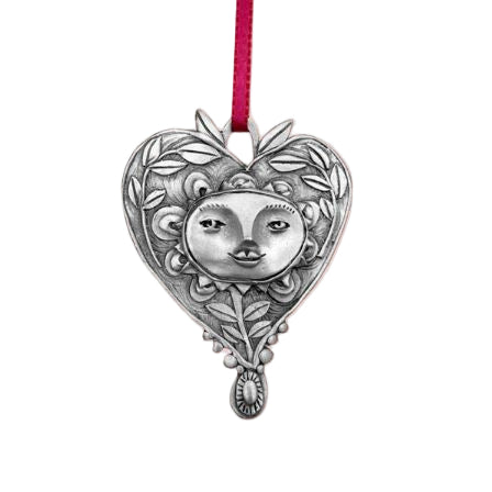 Flower Heart Face Ornament by Leandra Drumm Designs
