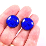 Dichroic Glass Round Post Earrings - Bright Rainbow by Glass Town USA