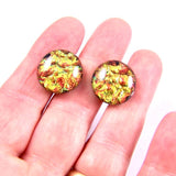 Dichroic Glass Round Post Earrings - Bright Rainbow by Glass Town USA