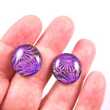 Dichroic Glass Round Post Earrings - Bright Rainbow by Glass Town USA