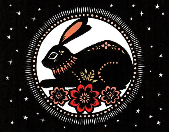 Rabbit in the Moon Print by Angie Pickman