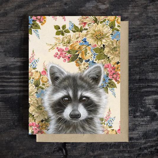 Raccoon Blank Greeting Card by Emily Uchytil