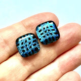 Dichroic Glass Post Earrings - Bright Rainbow Patterns by Glass Town USA