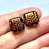 Dichroic Glass Post Earrings - Bright Rainbow Patterns by Glass Town USA