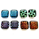 Dichroic Glass Post Earrings - Bright Rainbow Patterns by Glass Town USA