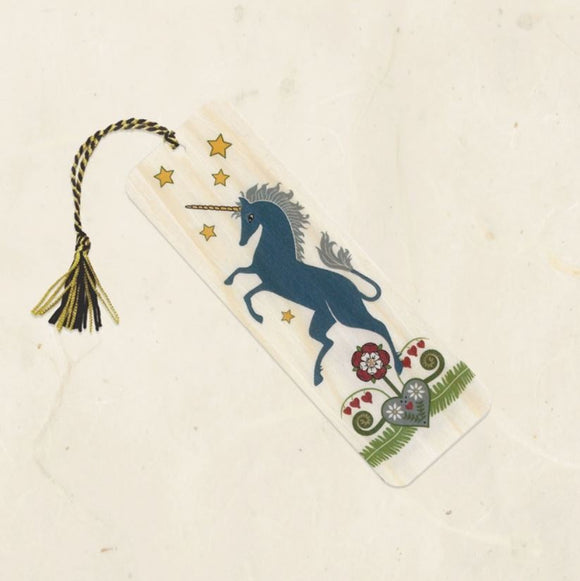 Rampant Unicorn Wood Bookmark by Little Gold Fox Designs