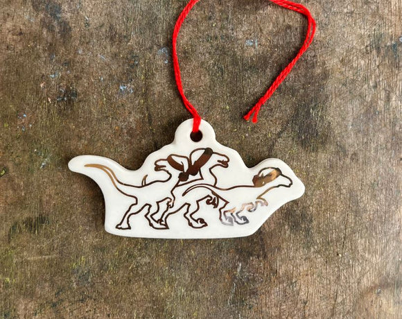 Three Velociraptors Ornament by Keith Hershberger