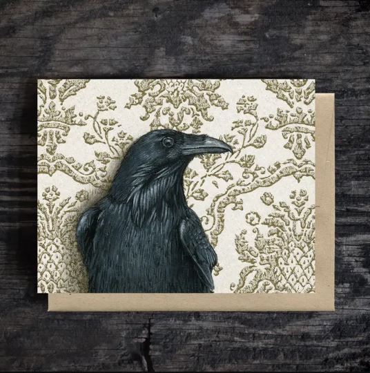 Raven Blank Greeting Card by Emily Uchytil