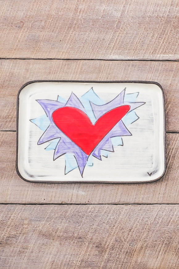 Flaming Heart Rectangular Tray - Purple by ZPots