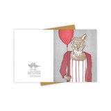 Red Balloon Coyote Card by Burdock & Bramble