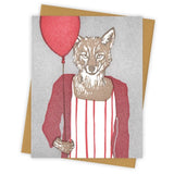 Red Balloon Coyote Card by Burdock & Bramble