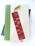 Red Flowers Embroidery Tassel Bookmark by Rikrack Embroidery
