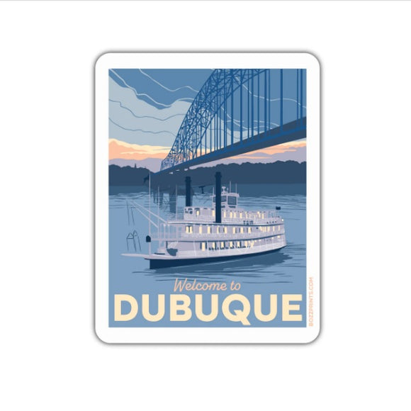 Welcome To Dubuque Riverboat Magnet by Bozz Prints