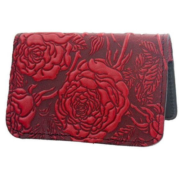 Wild Rose Leather Card Holder by Oberon Design