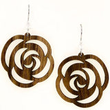 Medium Rose Lasercut Wood Earrings by Woodcutts