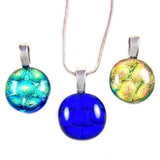 Dichroic Glass Round Textures Necklace - Bright Rainbow by Glass Town USA