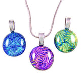 Dichroic Glass Round Textures Necklace - Bright Rainbow by Glass Town USA
